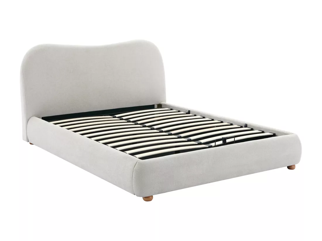 Lit coffre 140 x 190 cm - Tissu - Beige + Matelas - VANARI