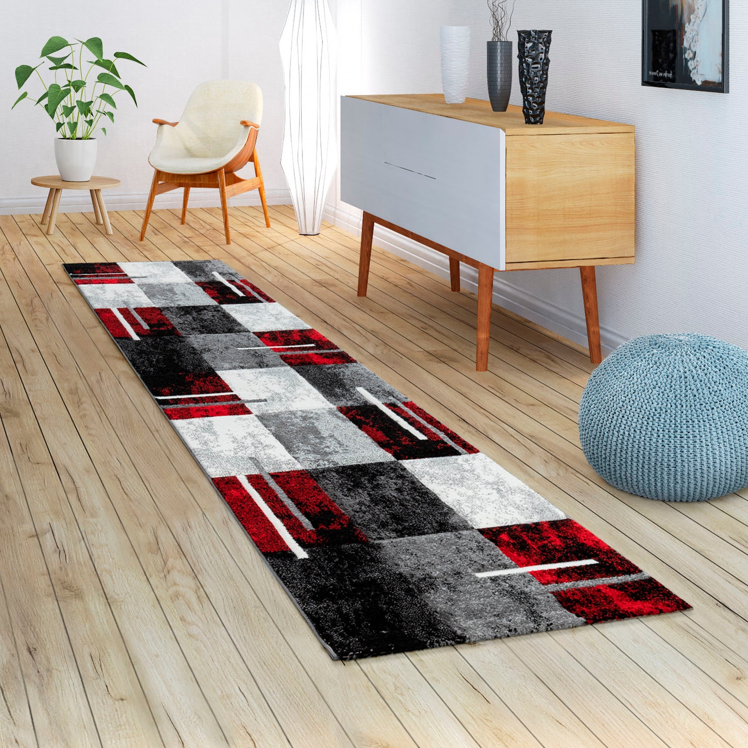 Paco Home Läufer »Diamond 663« rechteckig 18 mm Höhe Teppich-Läufer, Kurzflor, Karo Muster, 3D-Design