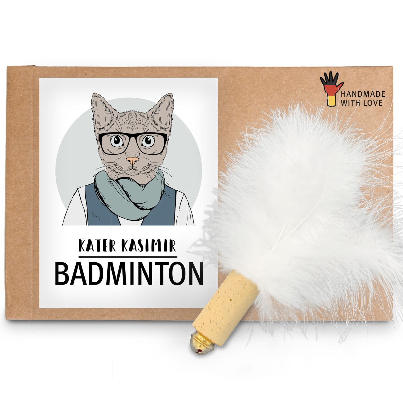 Kater Kasimir Federball mit echten Naturfedern