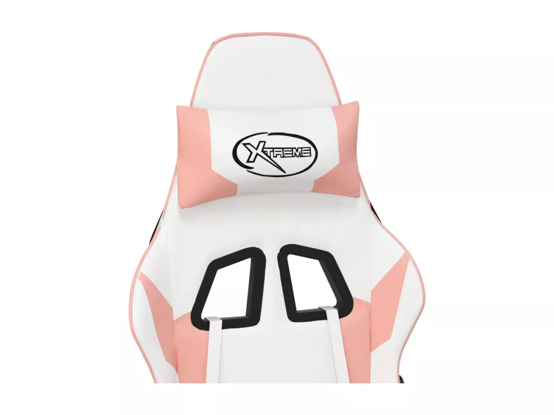Chaise de jeu avec repose-pied Blanc et rose Similicuir