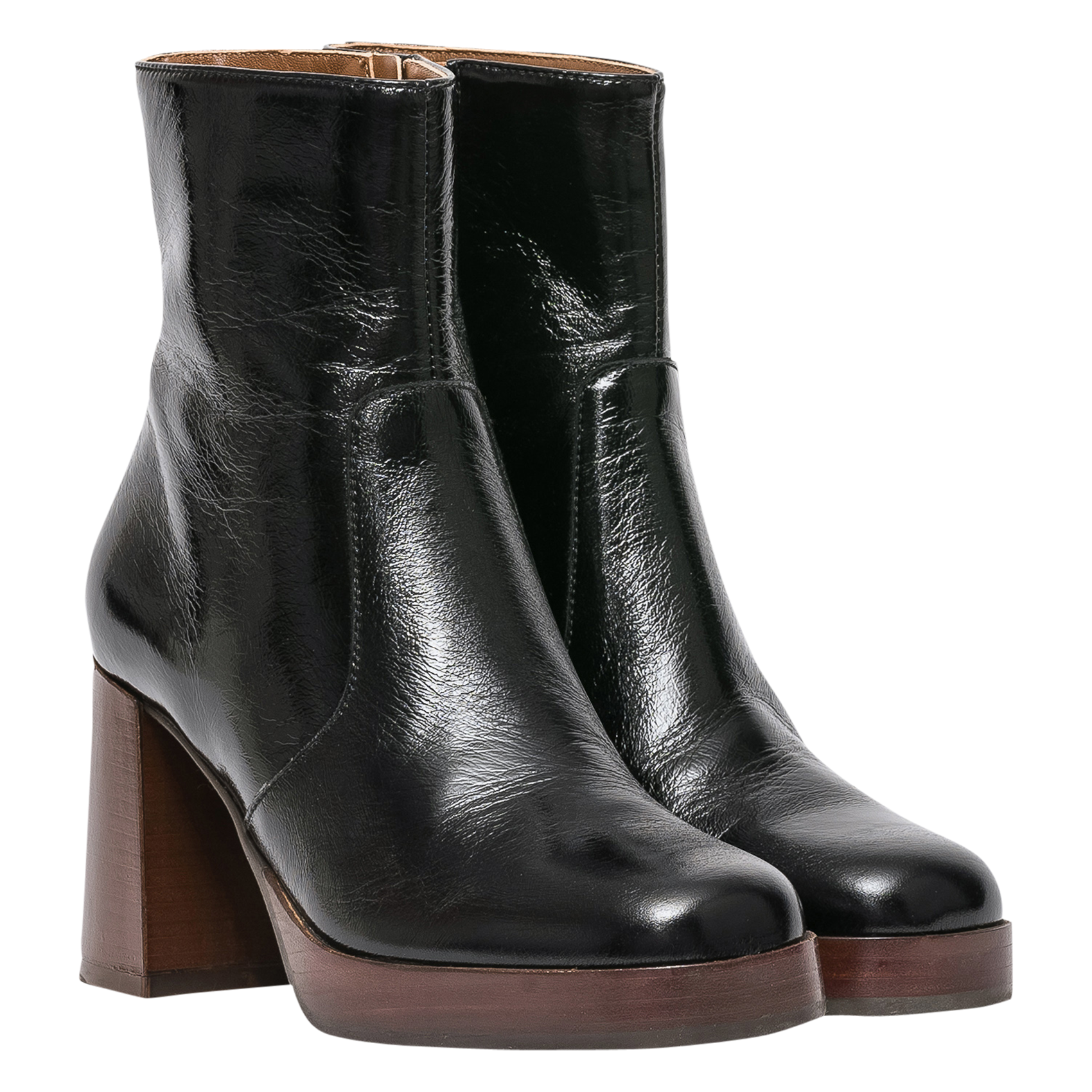 EZRA - Bottines à talons en cuir | Noir