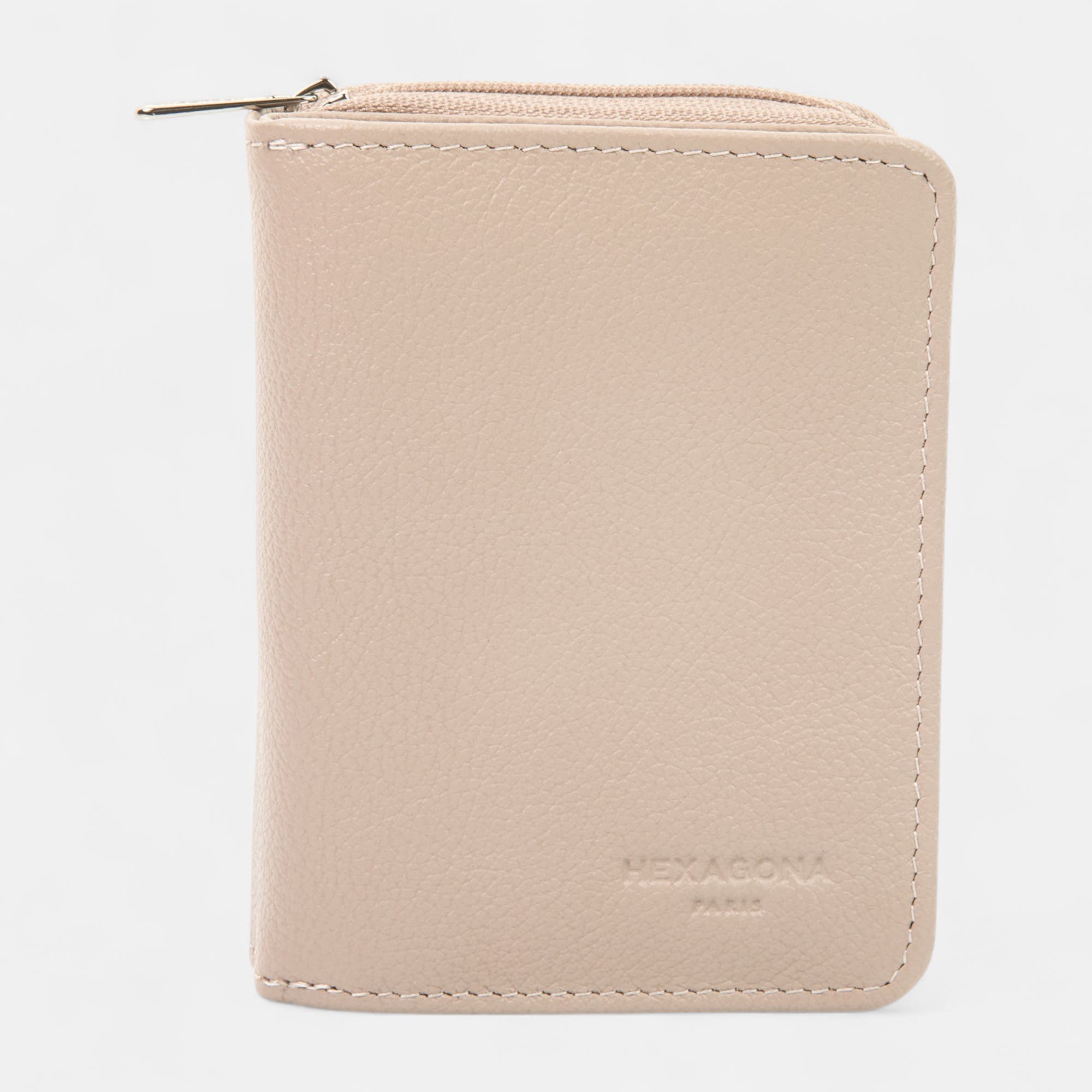 Petite maroquinerie en cuir beige
