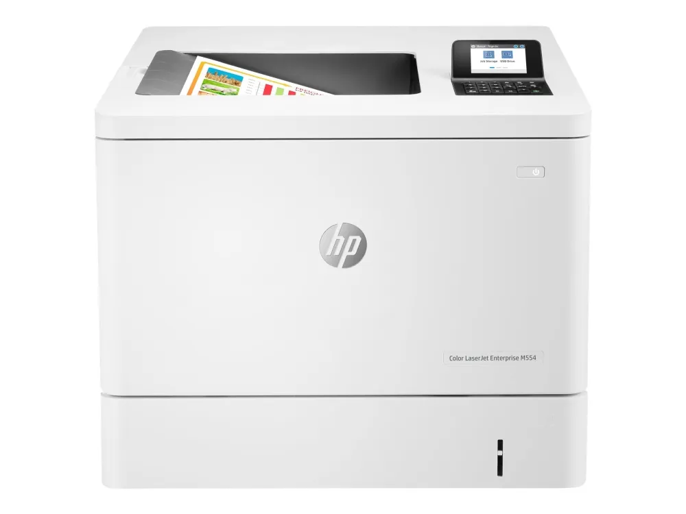 HP LaserJet Enterprise M554dn - Printer - farve - Duplex - laser - A4/Legal - 1200 x 1200 dpi - op til 33 spm (mono) / op til 33 spm (farve) - kapacitet: 650 ark - USB 2.0, Gigabit LAN, USB 2.0 vært
