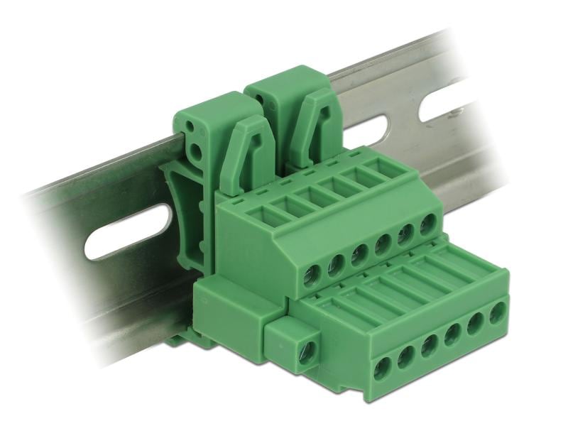 Delock Hutschiene/DIN Rail Terminalblock 6Pin Delock Terminalblock Set für Hutschienen 6 Pin mit Schraubverriegelung