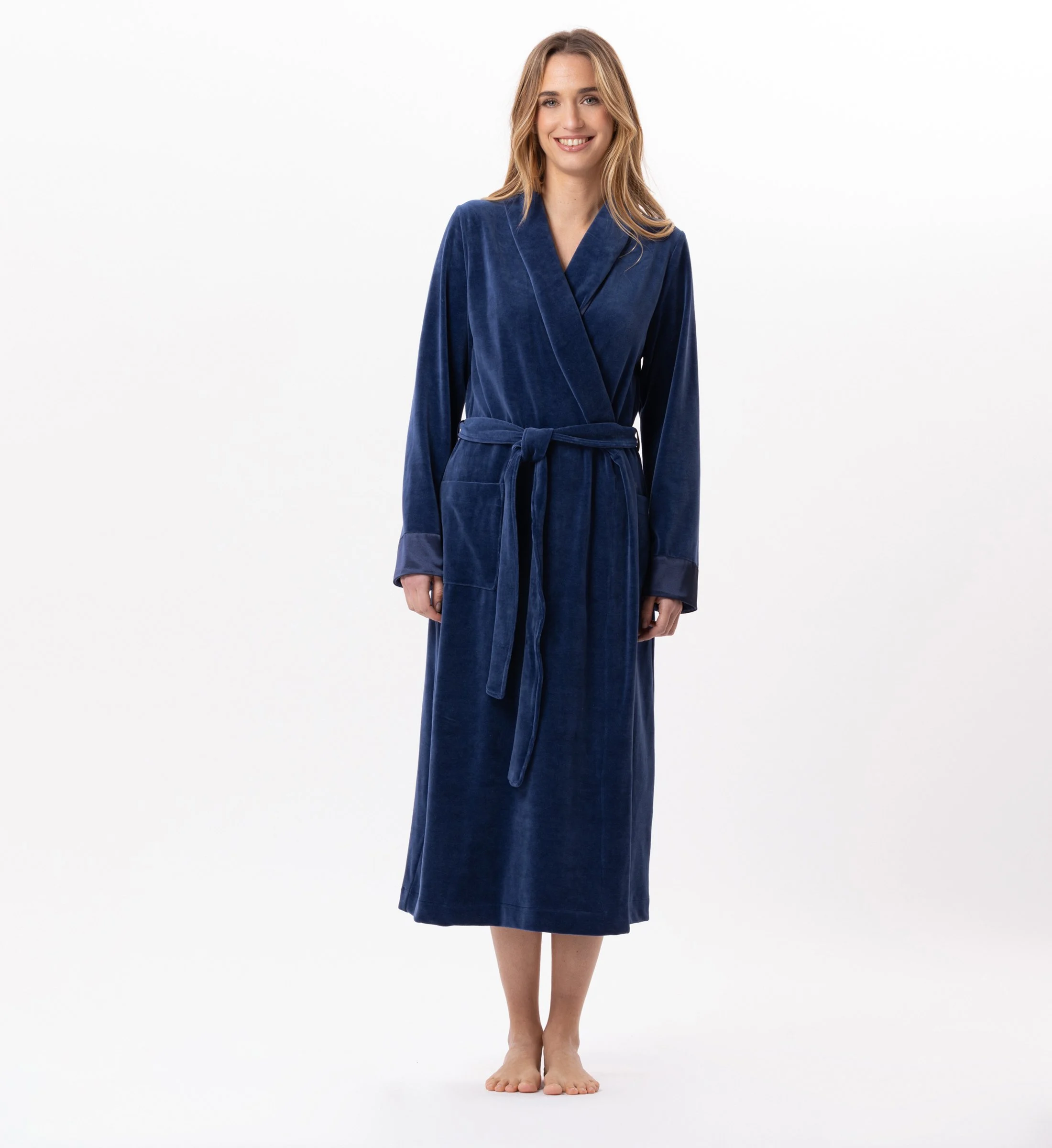 ESSENTIEL 867 - Peignoir en velours | Bleu