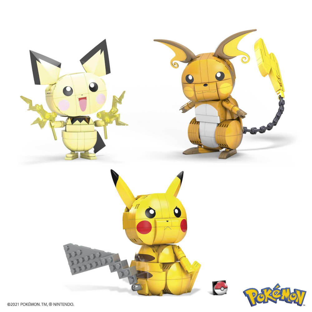 Mattel GYH06 Mega Construx Pokémon Trio (Pichu, Pikachu, Raichu)