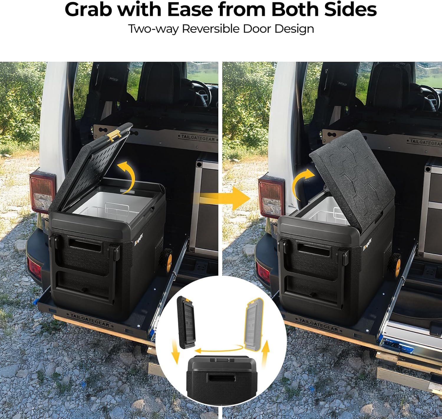 BougeRV CRS 50L Kompressor Kühlbox mit Griff Rollen Auto Kühlbox 12V 230V mit APP Steuerung Integrierter Korb, Gefrierbox Camping Kühlschrank Elektrisch IPX4 wasserdicht für Reisen Boot Angeln -20℃