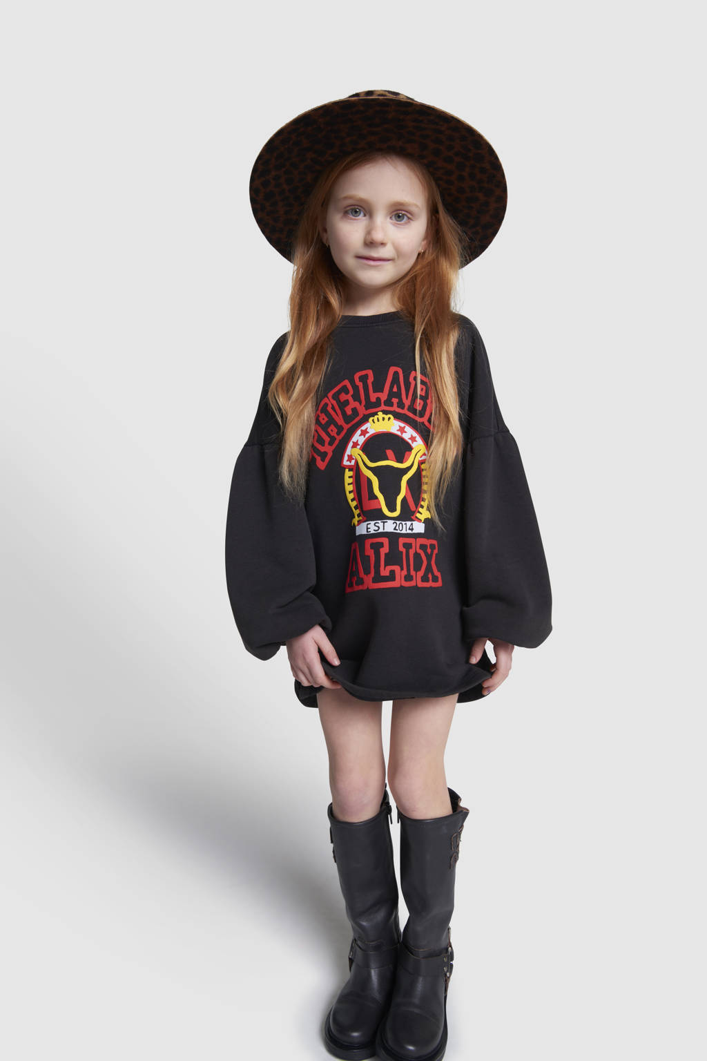 Alix the Label sweatjurk met printopdruk zwart/rood/geel