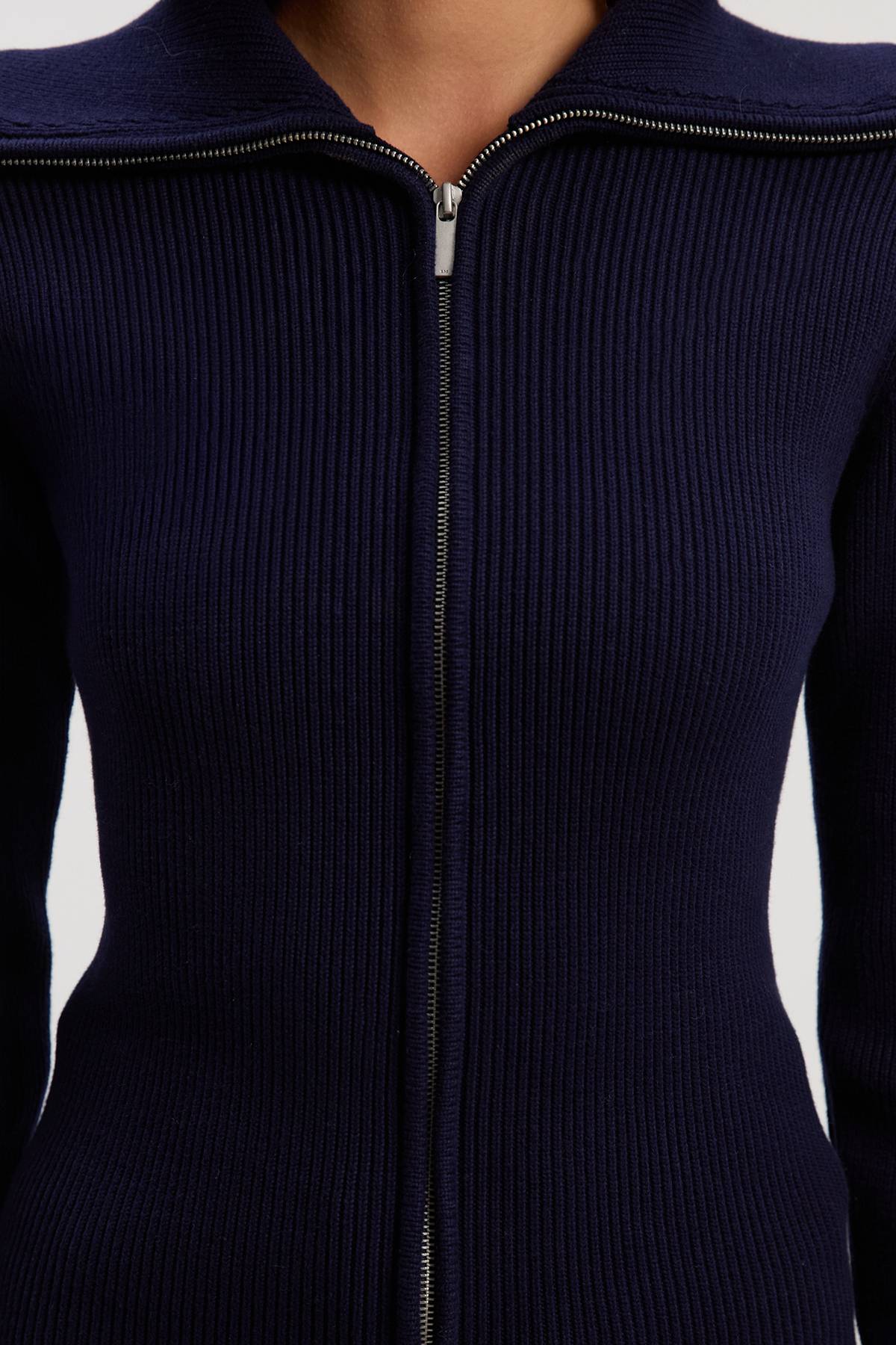 KarenMillen Cardigan en Maille de Coton à Col Zippé