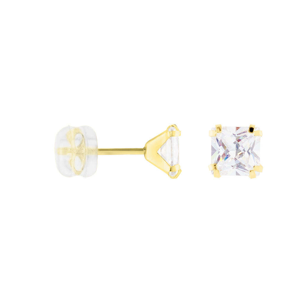Boucles D'oreilles Puces Or Jaune Doreen Oxydes De Zirconium