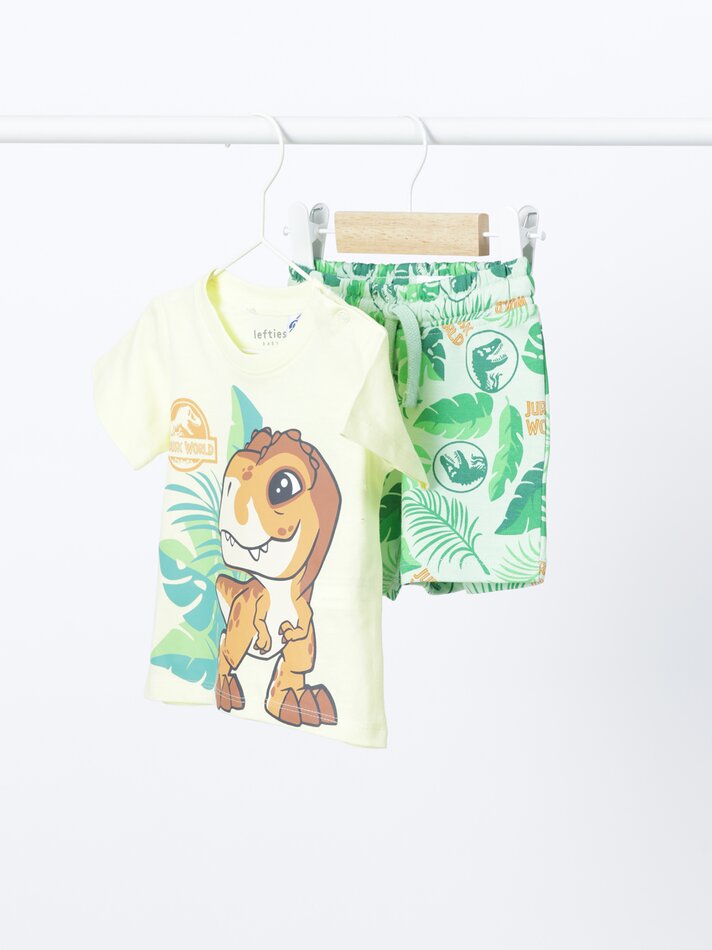 Conjunto de camiseta e bermuda Jurassic Park da Universal - Amarelo
