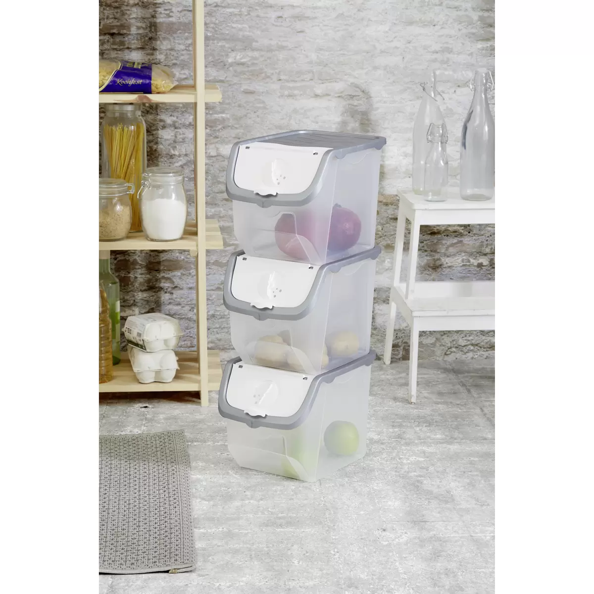 Box mit Klappdeckel Jan Homezone transparent,grau