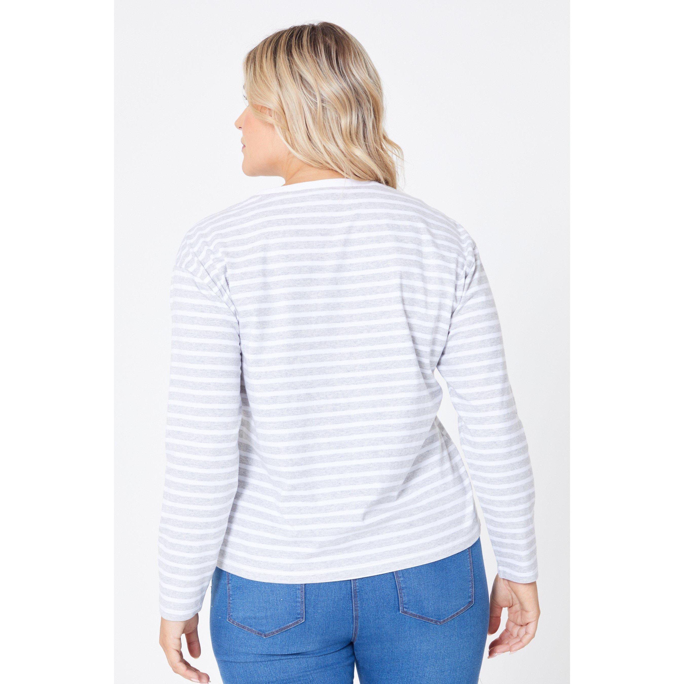 Be You Ladies Long Sleeve Stripe T Shirt
