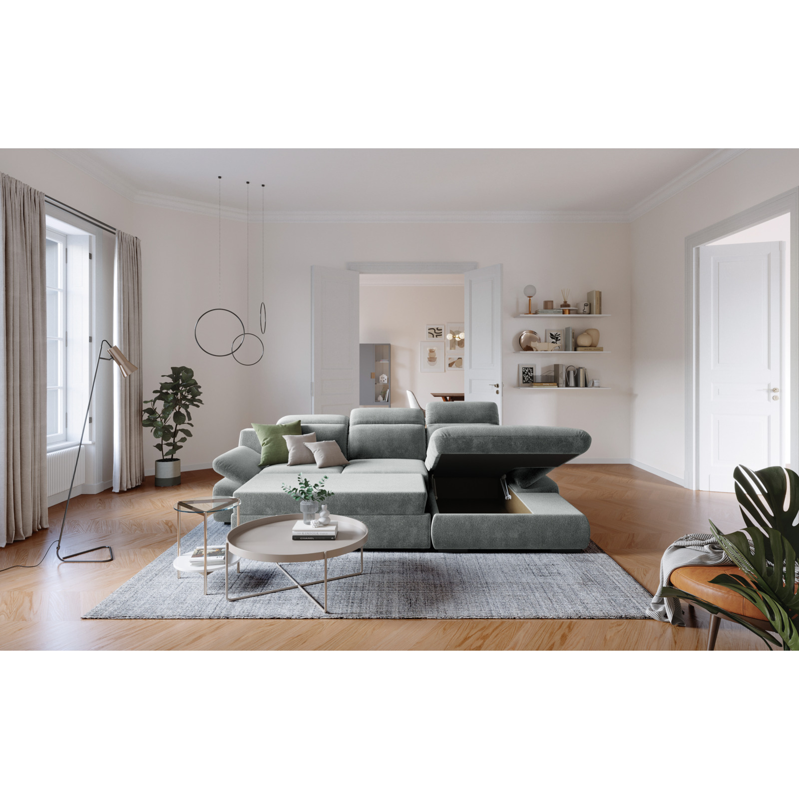 Ecksofa Lorena Stoff, Recamière rechts