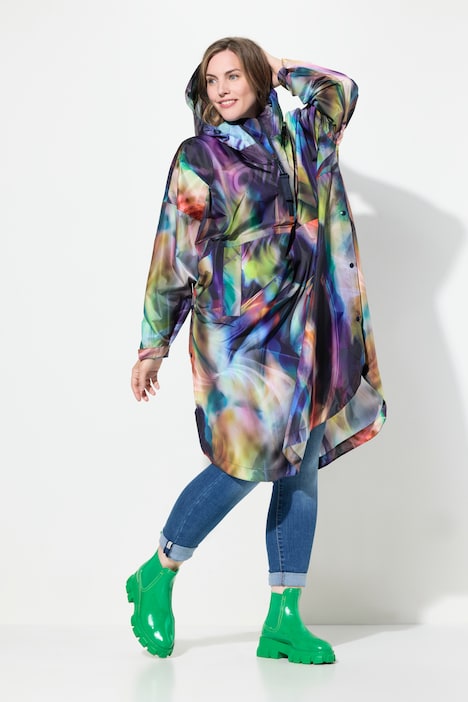 Funktions-Regencape, Unisex, Print, Kapuze