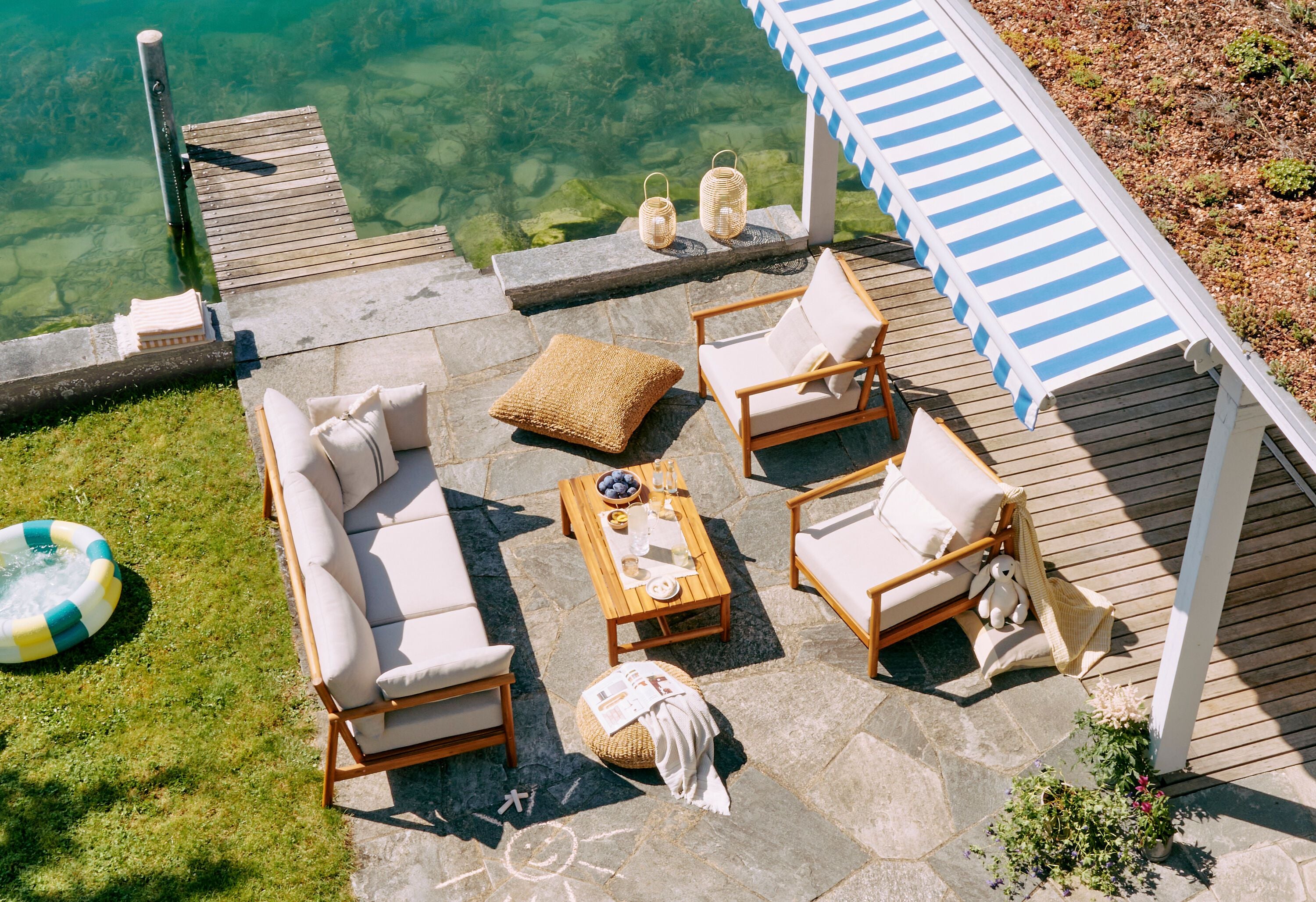 PANAREA Loungetisch - Akazie / B: 100.0 cm x T: 60.0 cm x H: 32.5 cm