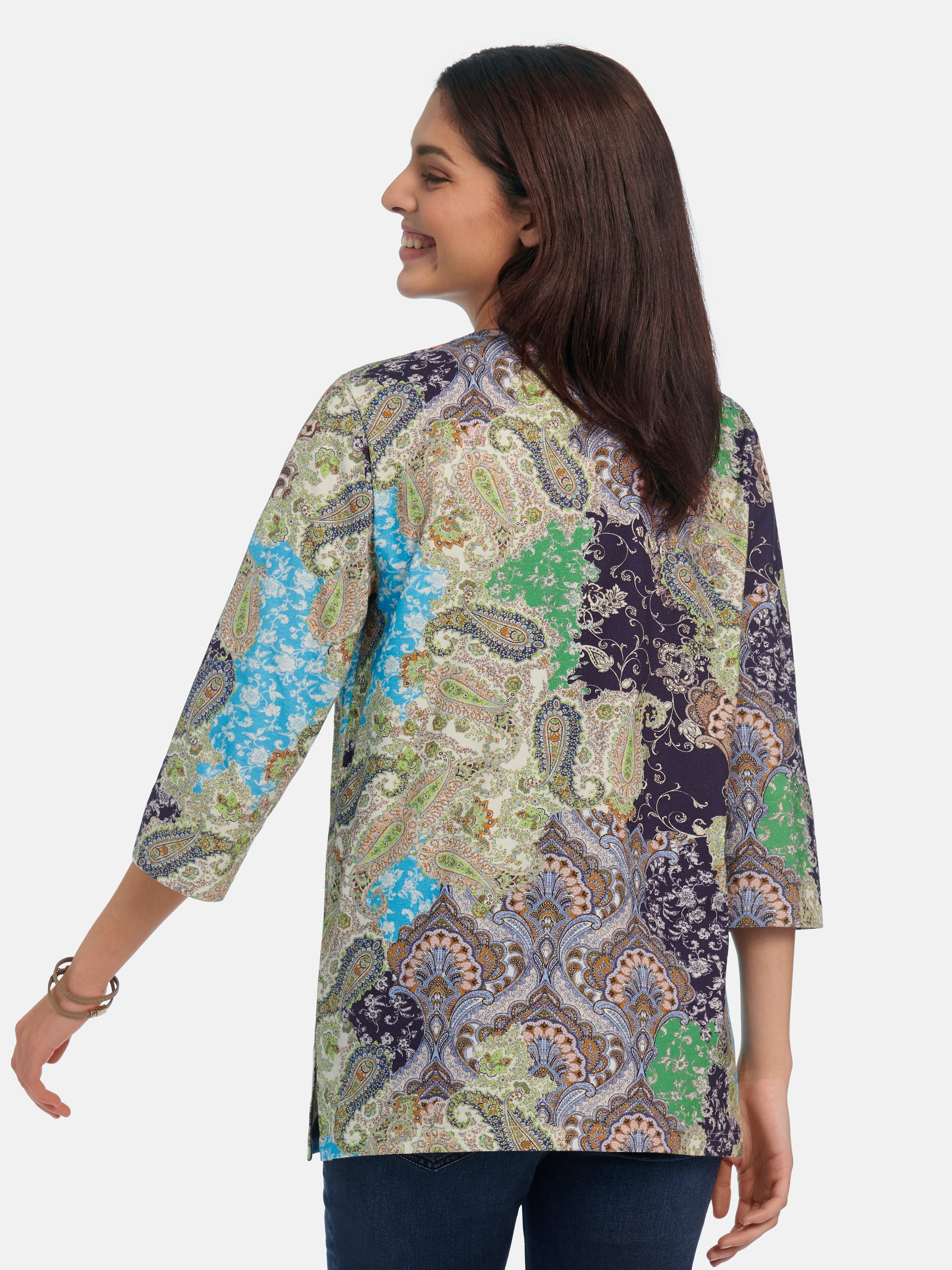 Splitneck-Shirt mit 3/4-Arm