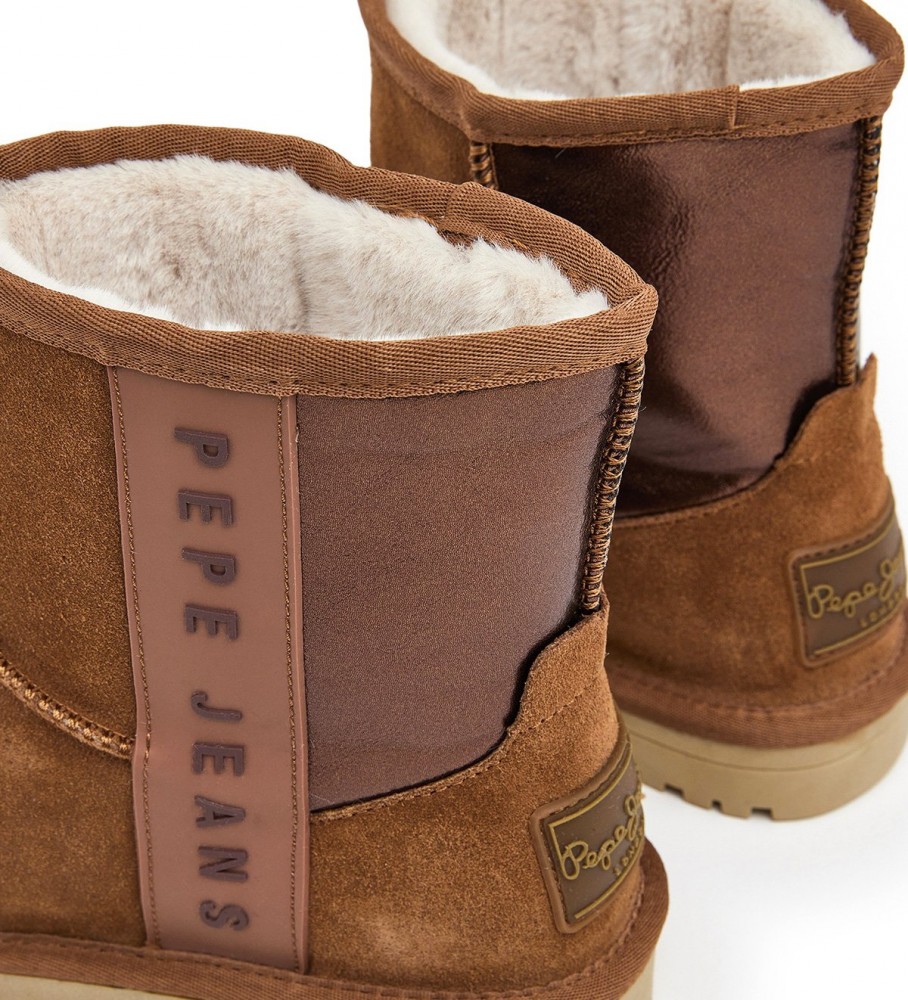 Botas de tornozelo de couro marrom Pepe Jeans Diss Bass
