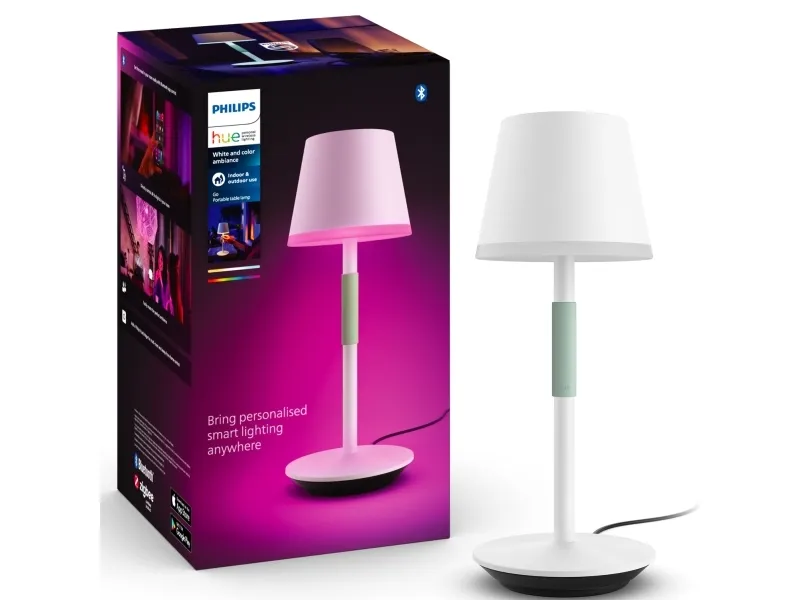 Philips Hue White and Color Ambiance Go - Bordlampe - LED - klasse G - 16 millioner farver - hvid, salviegrønt greb