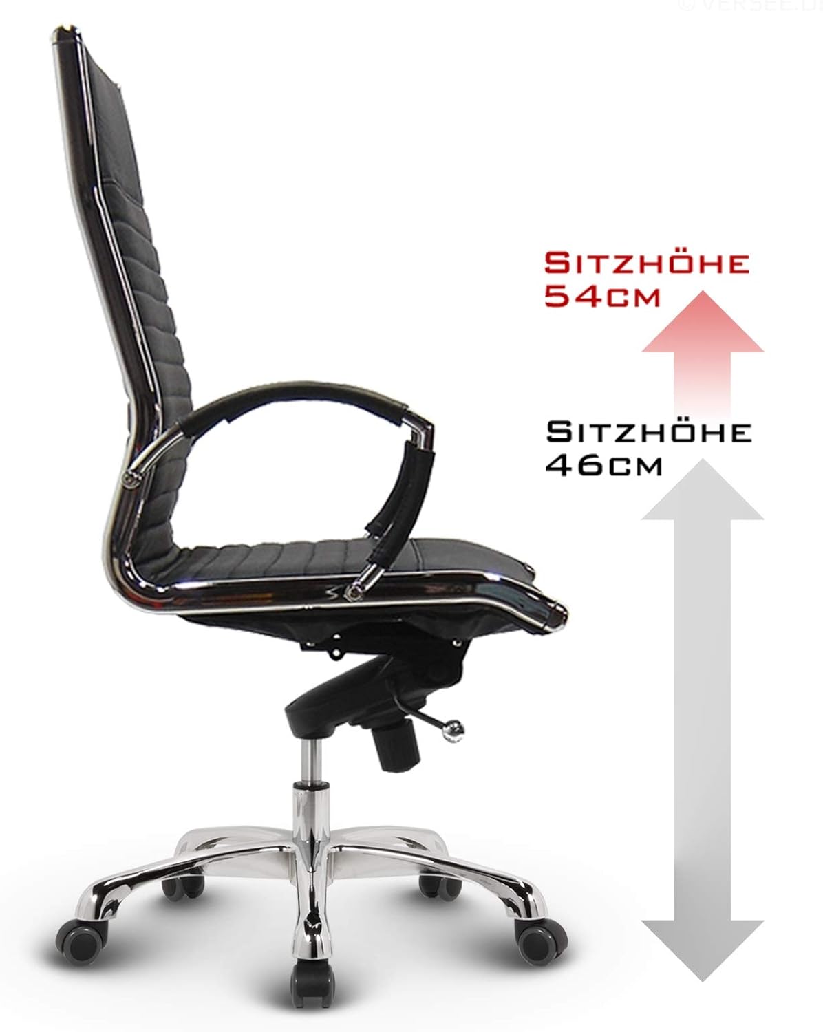 VERSEE Premium Echt-Leder Chefsessel Montreal in Weiss - Ergonomischer Designstuhl für Büro und Home-Office - Sitzhöhe 46-54cm - Belastbar bis 150kg