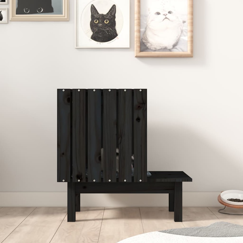 Maison pour chat noir 60x36x60 cm bois de pin massif