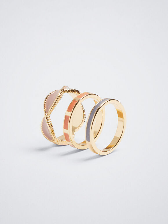 Conjunto de Anéis de Esmalte - Multicor