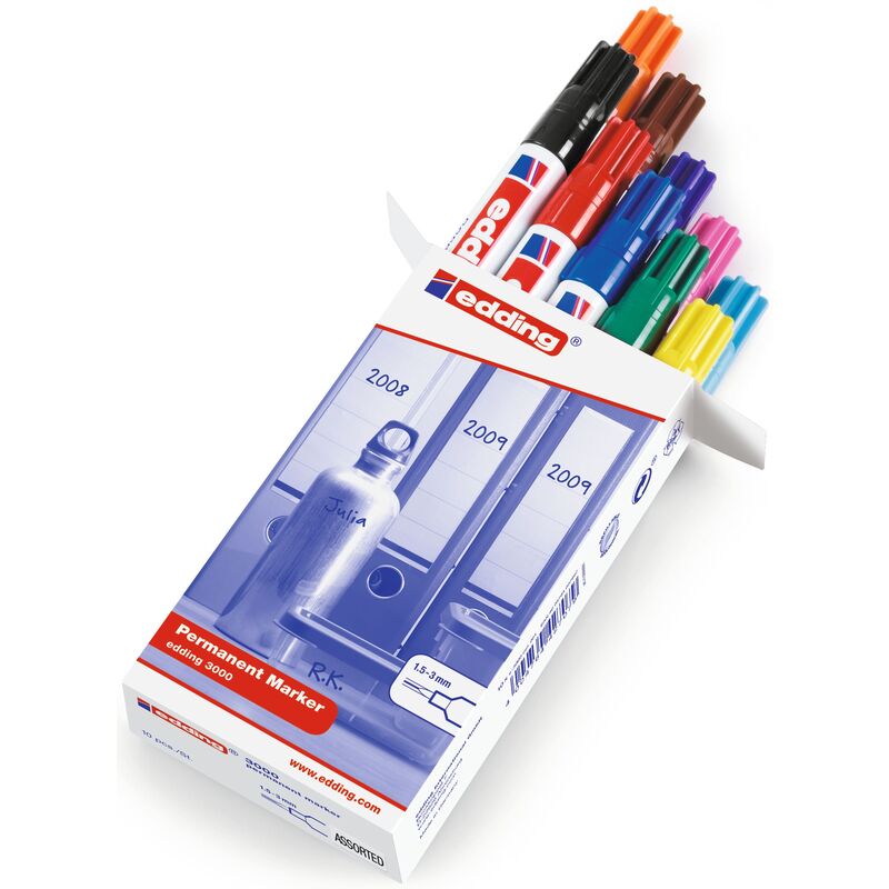 Edding Permanent Marker 3000, 10 Stück, assortiert
