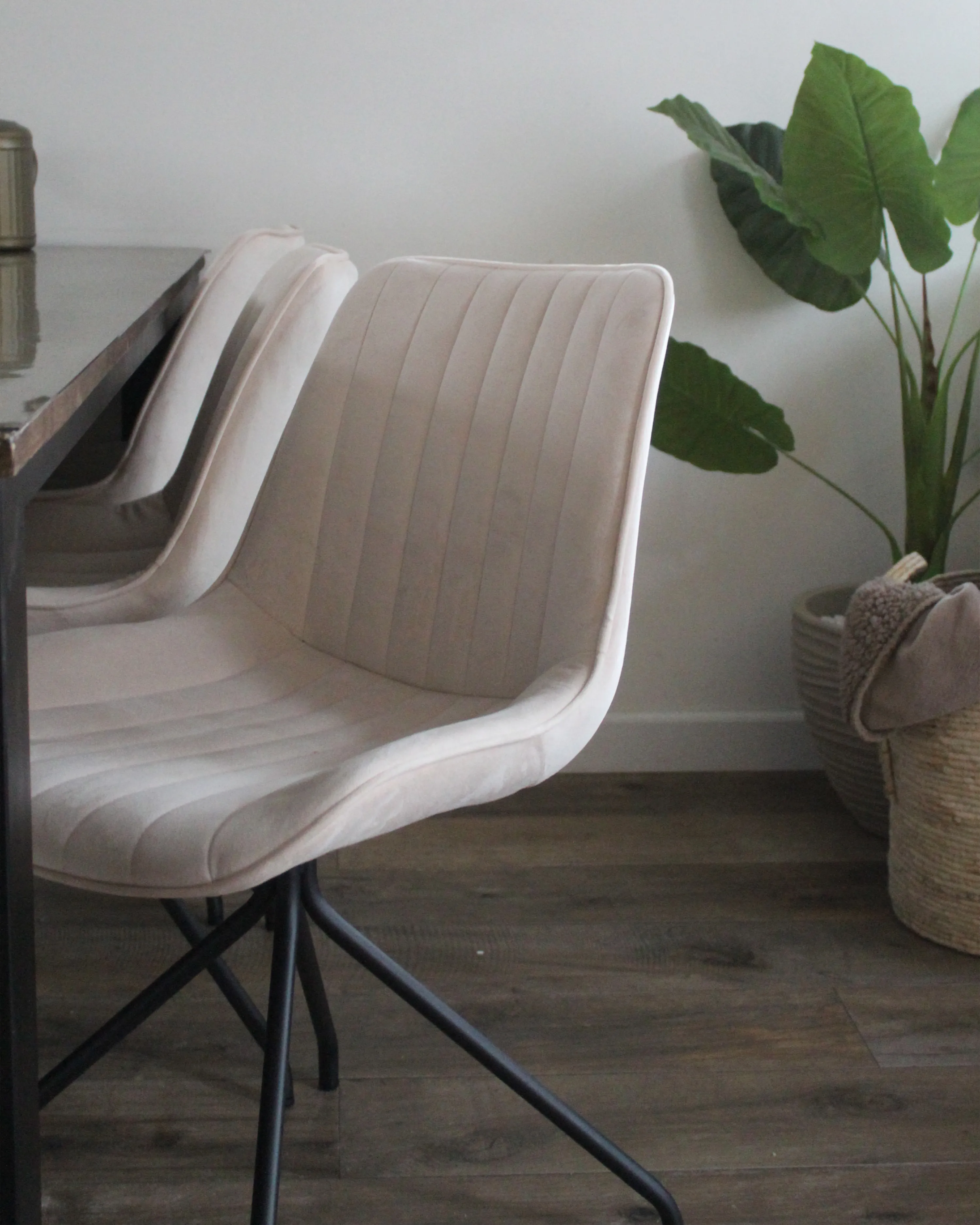Set van 2 eetkamerstoelen NAVASOTA Fluweel Beige