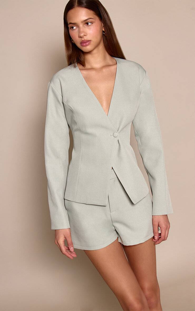 Vert Sauge Short Taille Mi-haute Ajusté
