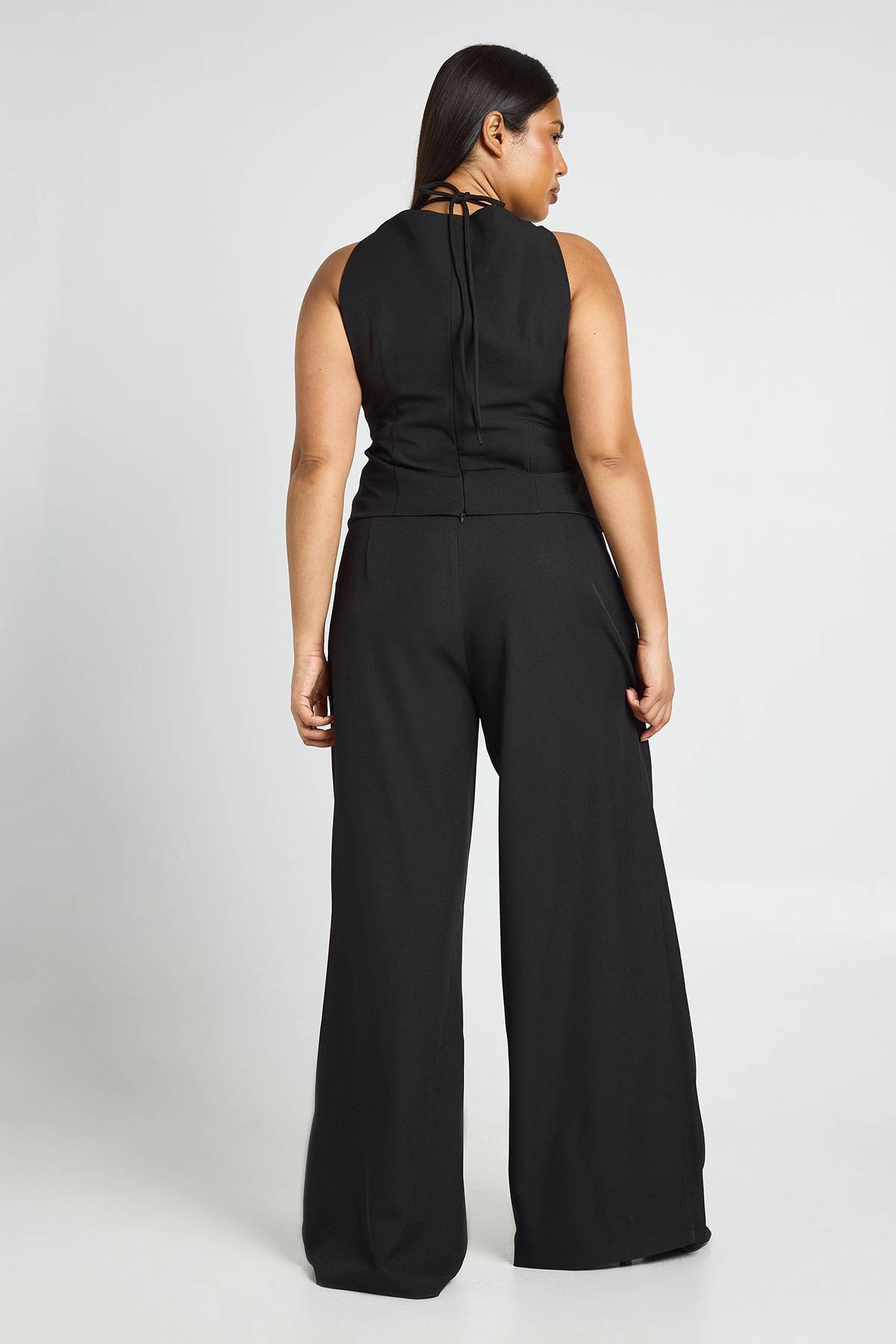 boohoo Pantalon Large Taille Haute Grande Taille