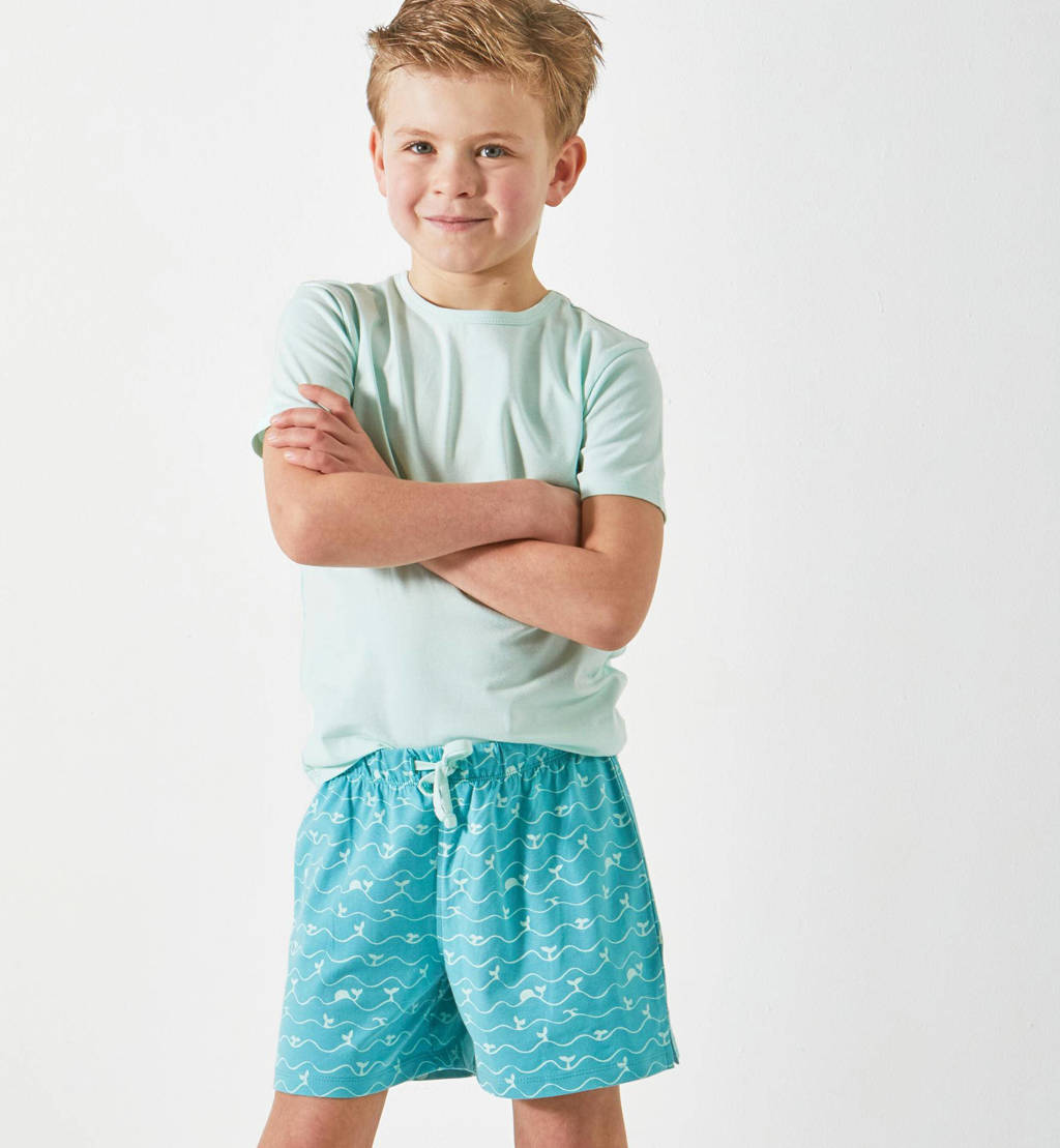 Little Label shortama met all over print blauw