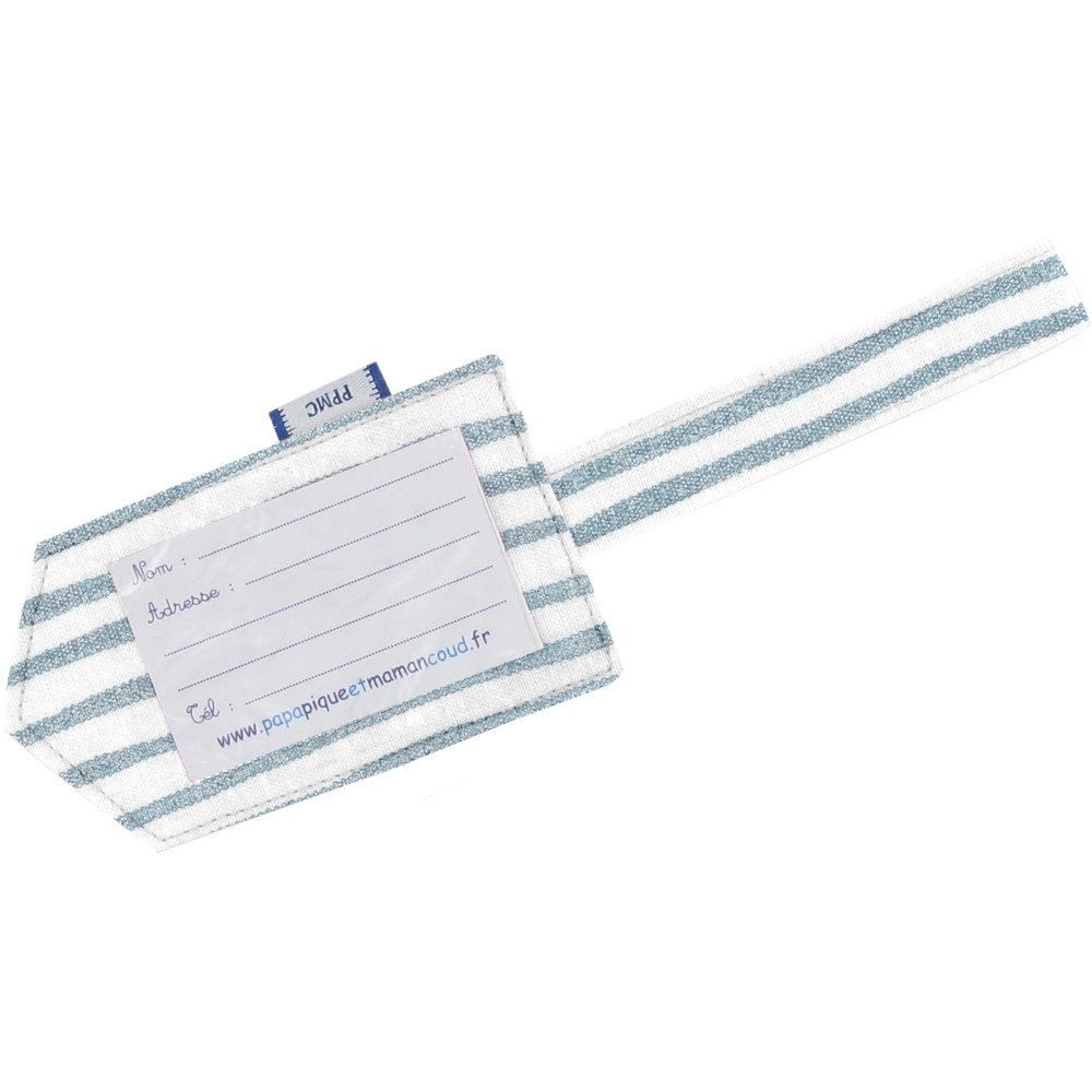 Etiquette Bagage Rayé Bleu Blanc