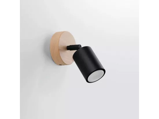 Appliques Verdo moderne en acier/bois - 1 sources lumineuses - L.16 x H.16 cm - bois noir