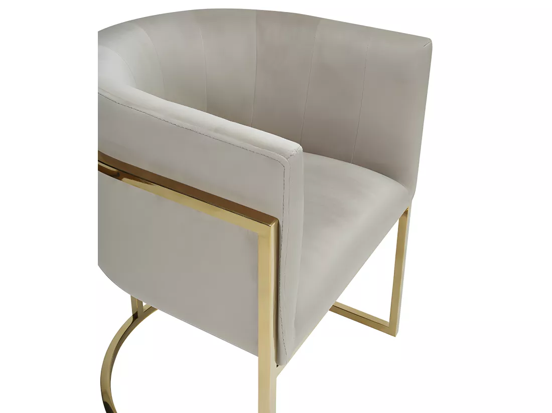 Lot de 6 chaises avec accoudoirs - Velours et acier inoxydable - Beige et doré - PERIA de Pascal MORABITO