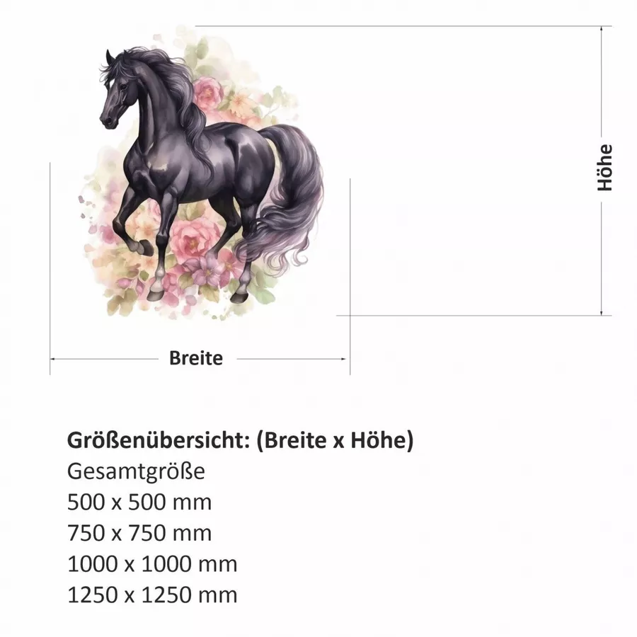Nikima Wandtattoo 245 Wandtattoo Pferd Rappe schwarz in 4 vers. Größen bunt