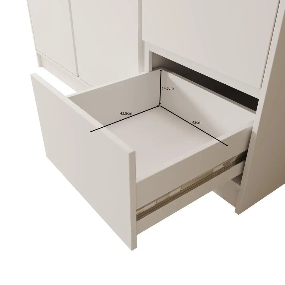 Meubella - Kledingkast Brett - Wit - 147 cm