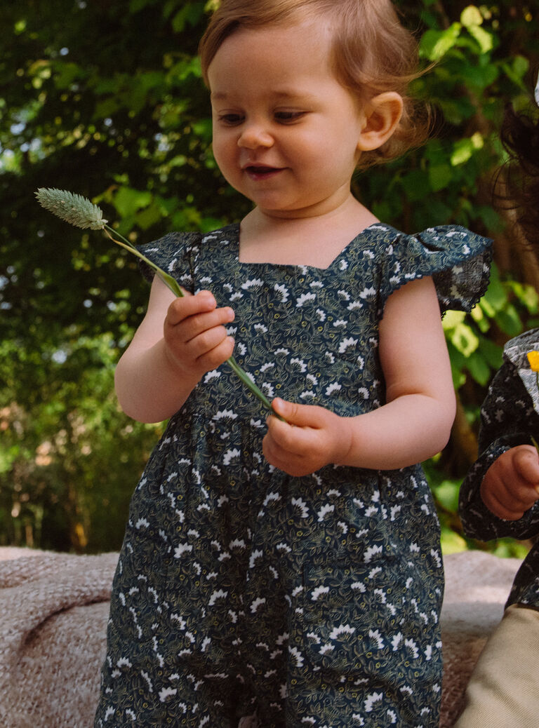 Salopette vert émeraude à imprimé fleuri