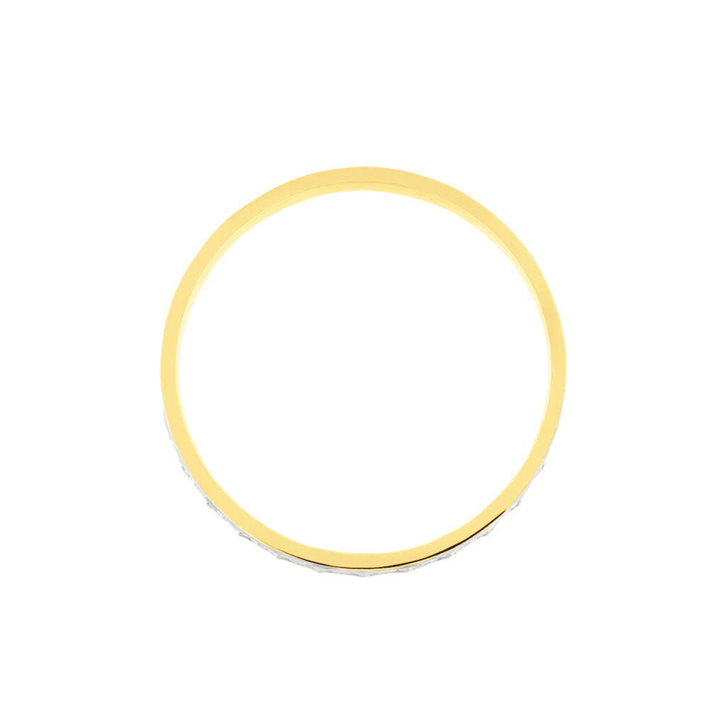 Alliance Fantaisie Diamantee Ruban Plat Or Bicolore