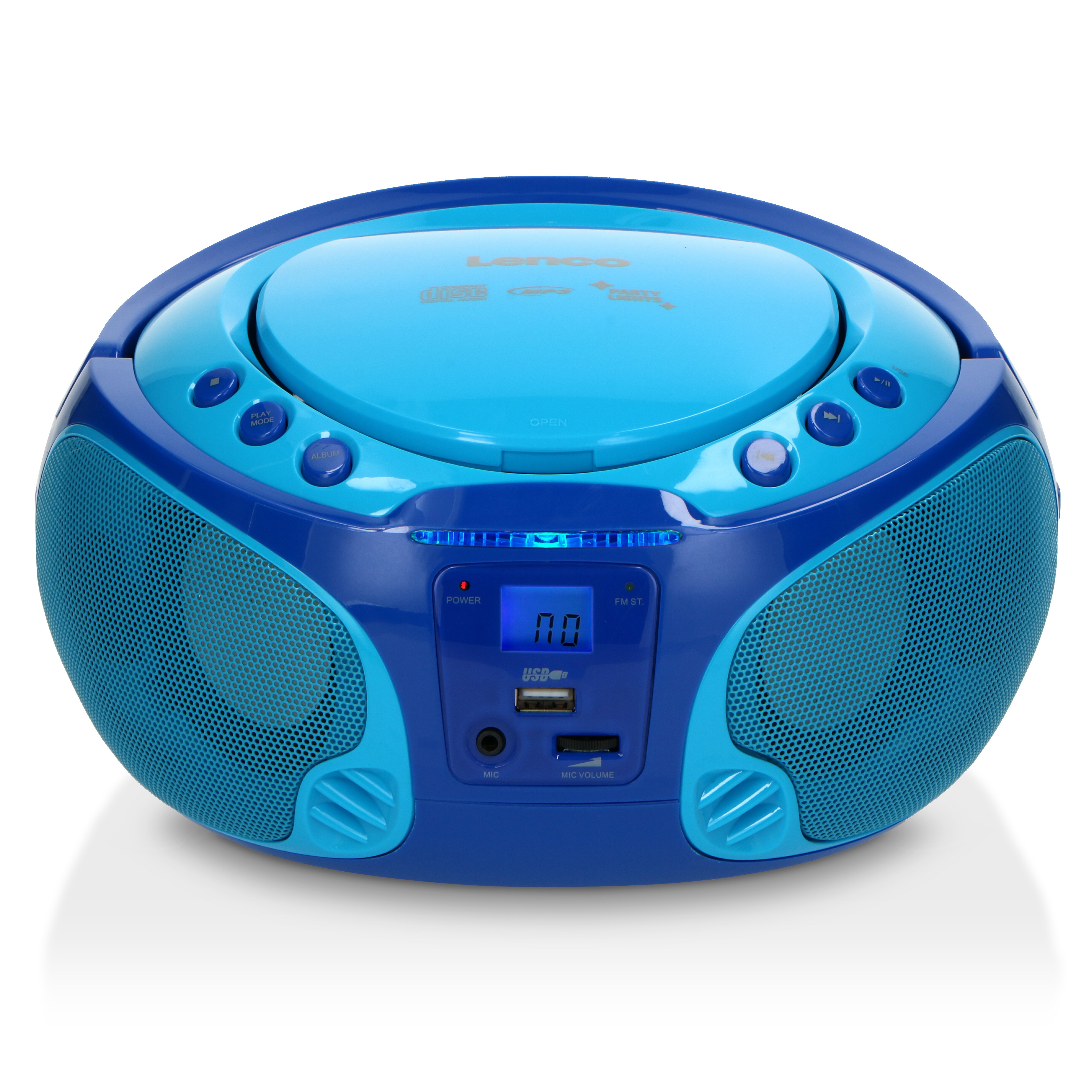 Lenco SCD-650BU - Tragbares FM-Radio mit CD/MP3-Player - USB-Anschluß - Karaoke - Mikrofon - Lichteffekte - Blau