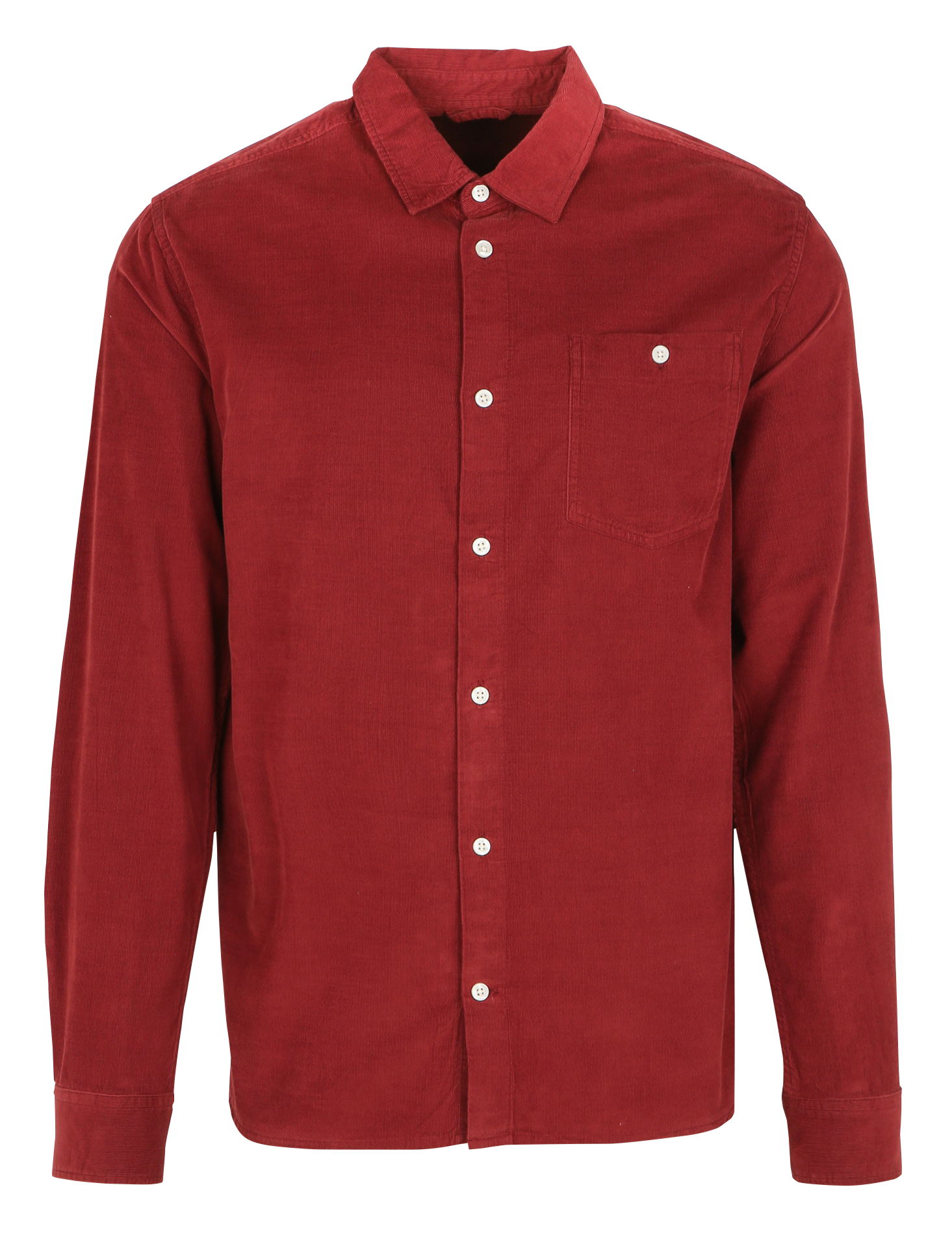 Chemise col classique aspect velours côtelé en coton bio | Rouge