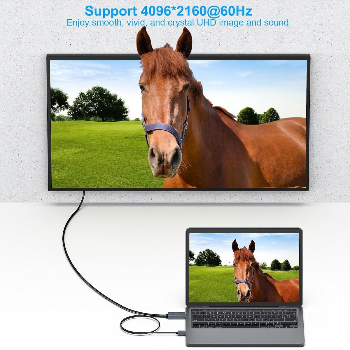 NÖRDIC HDMI til Displayport-kabel 2m 4K60Hz 18Gbps
