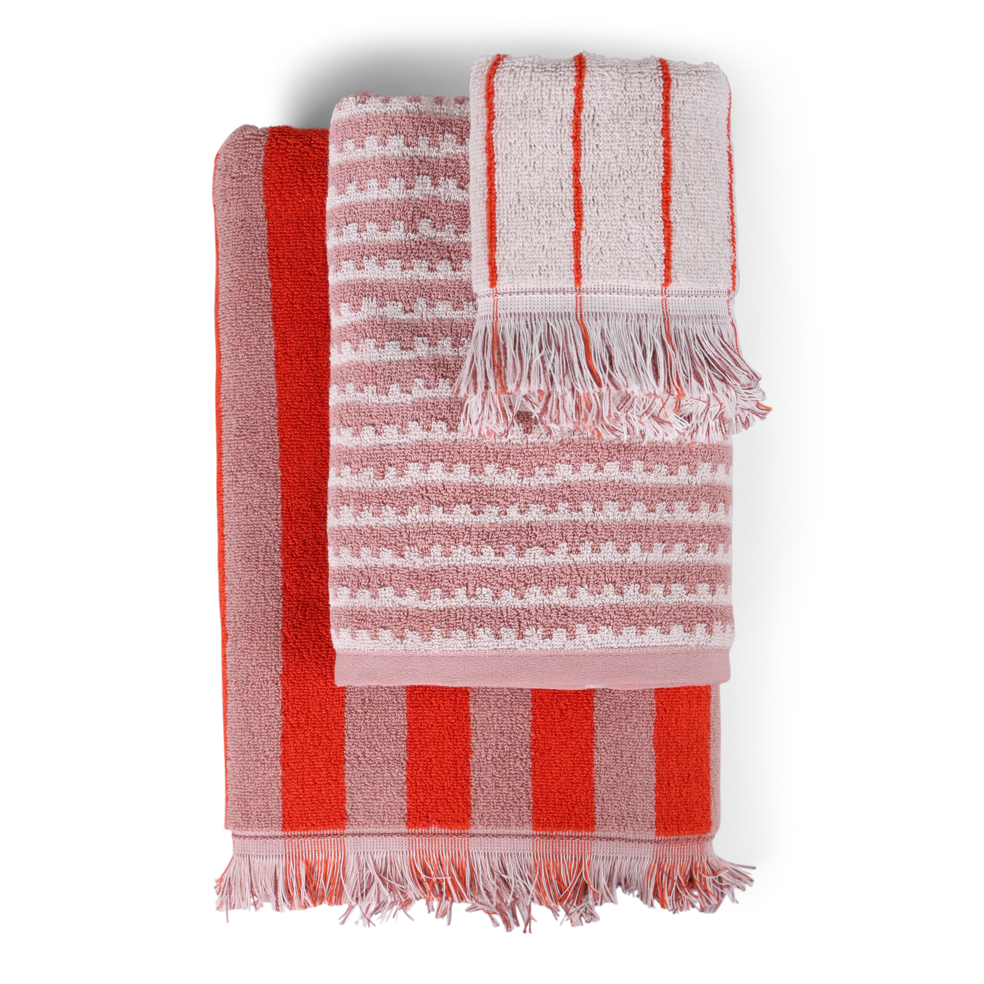 Handdoek Vienna blush/red/pink 70x140 cm - set van 6