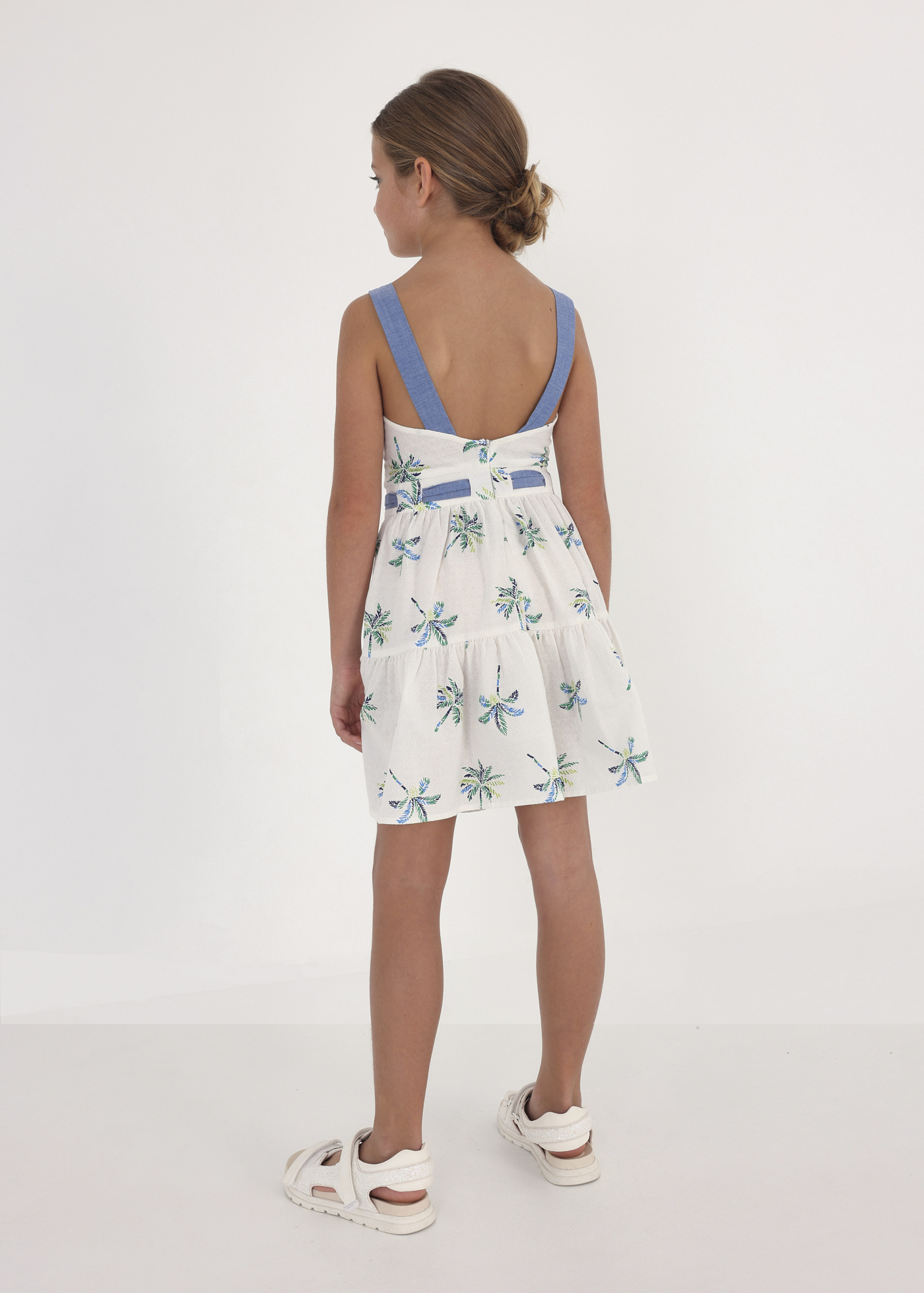 Vestido de algodão estampado para meninas