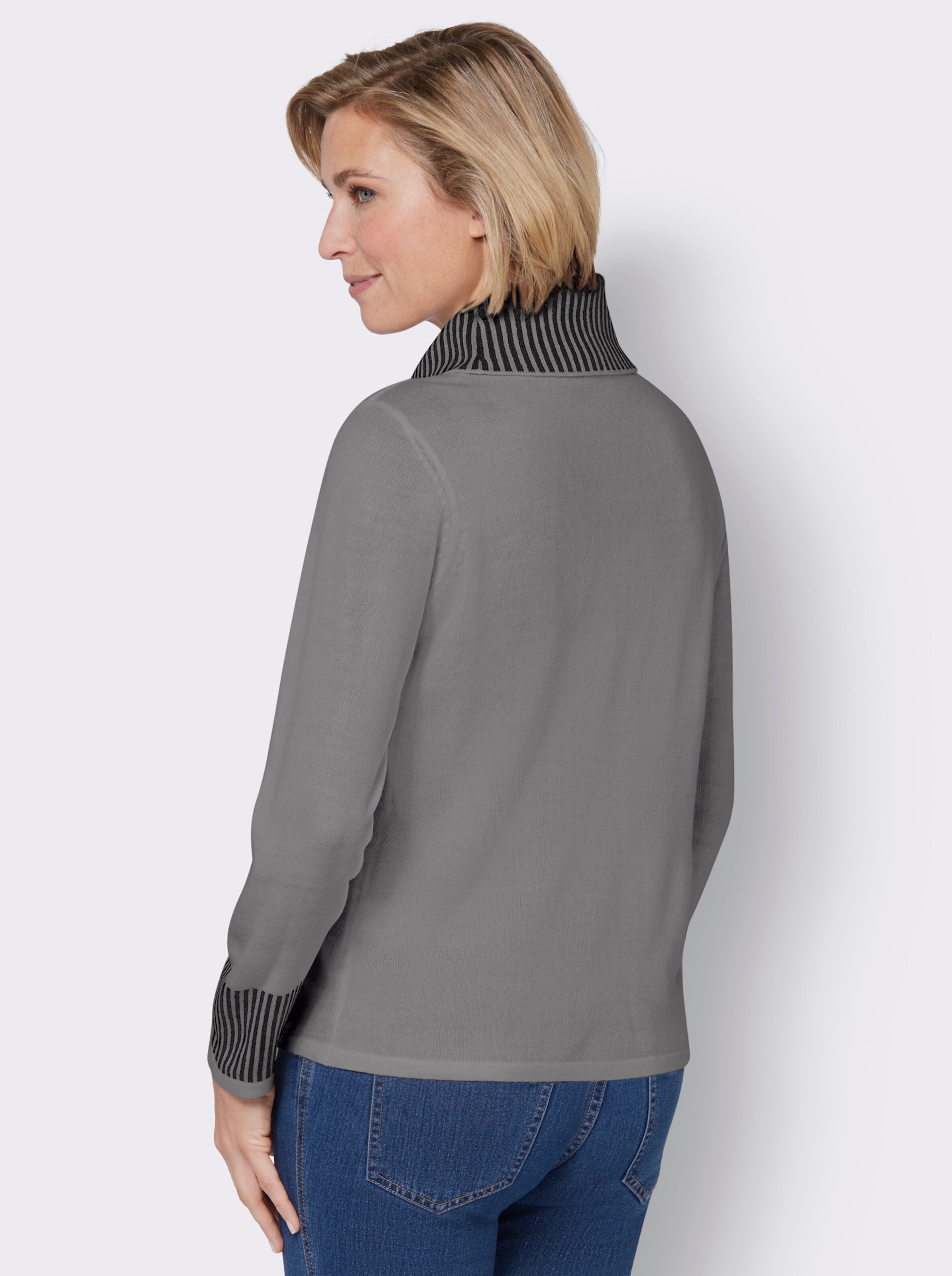 Rollkragenpullover mit Streifen-Muster