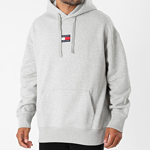 Sweat Capuche Tommy Badge 0904 Gris Chiné