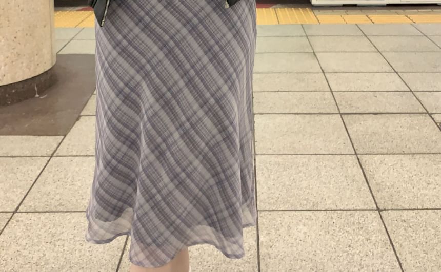 Bolgivy - Midi-kokerrok met geruite midi-rok met gemiddelde taille