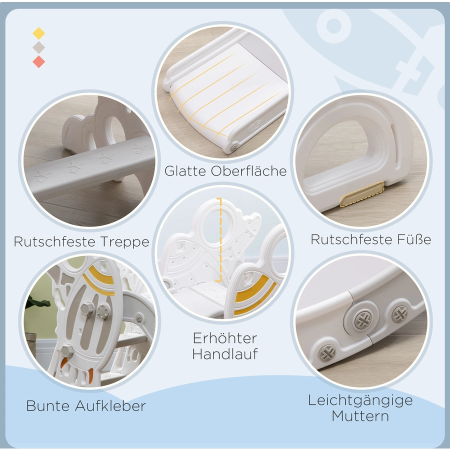 AIYAPLAY Kinderrutsche mit Aufkleber-Set grau