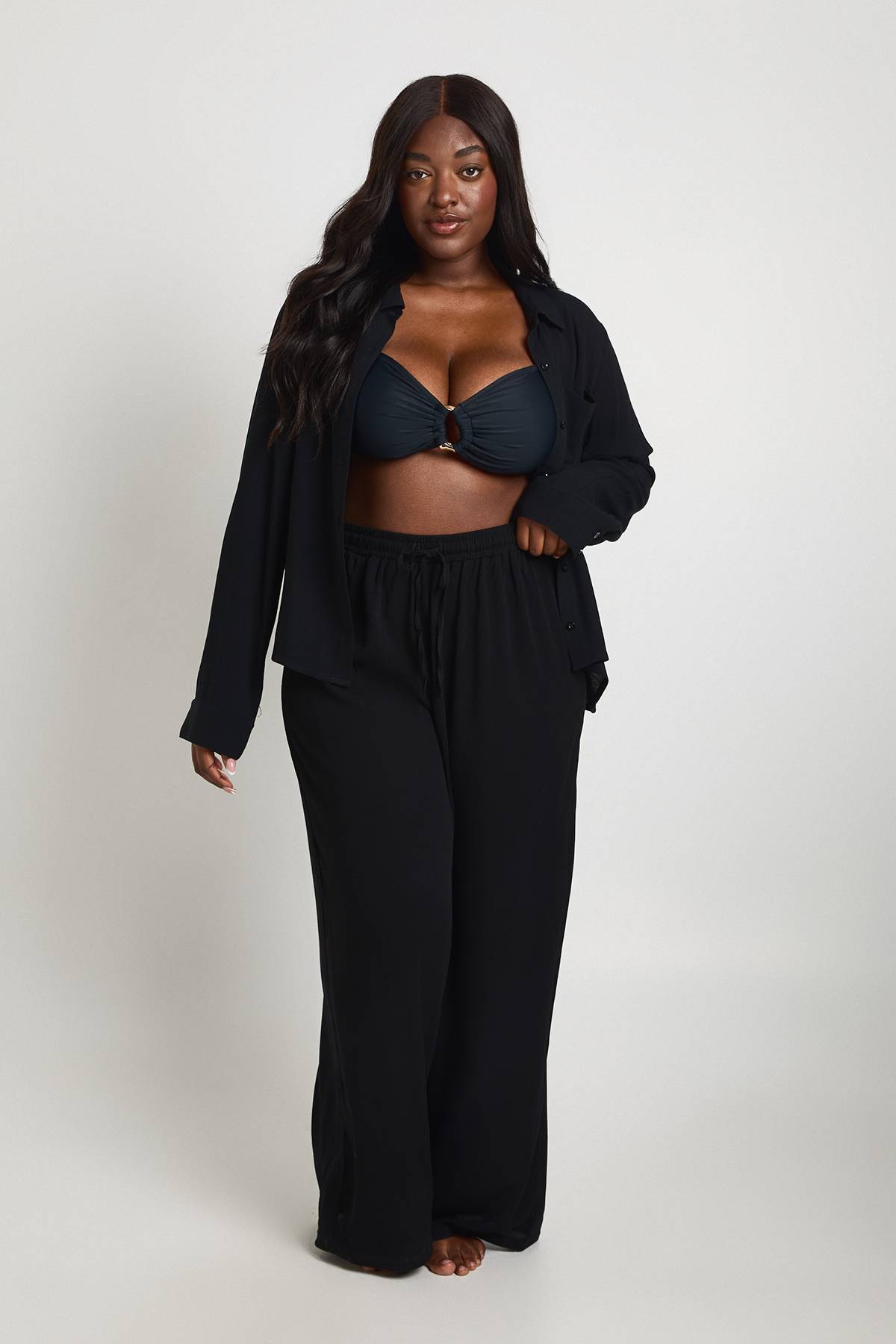 boohoo Chemise Oversize Aspect Lin Plus Essentials