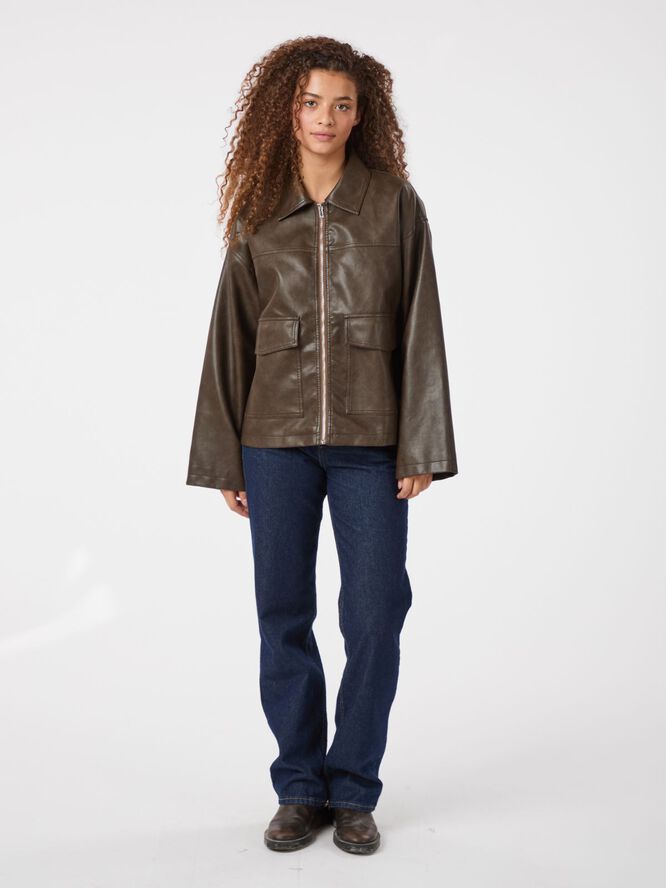 Neo Noir Titan Faux Leather Jacket Dark brown