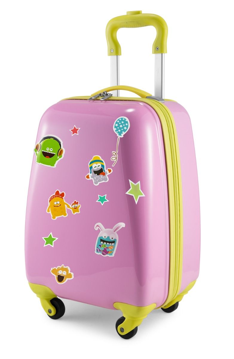 Para crianças - Mala infantil com adesivos refletivos Monstro, mala infantil rígida, bagagem de mão, 24 litros